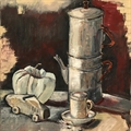 Cafetière. Still-life, oil on canvas from France